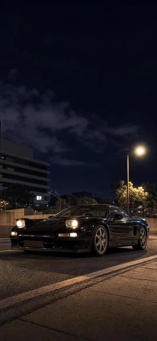Black Honda NSX NA1 at night, phone wallpaper